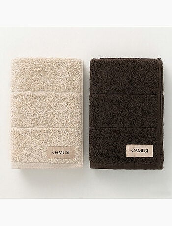 Lot de serviettes bain et toilette 100 % coton, 600 g/m², avec boucle - Gamusi