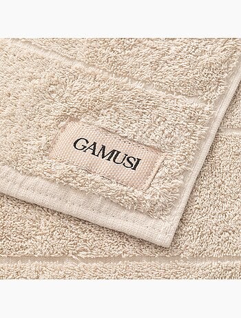Lot de serviettes bain et toilette 100 % coton, 600 g/m², avec boucle - Gamusi