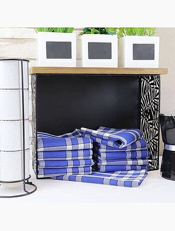 Lot de serviettes de table carreaux vichy normand bleu NELLY