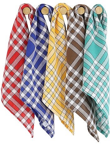 Lot de serviettes de table carreaux vichy normand jaune NELLY