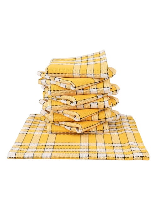 Lot de serviettes de table carreaux vichy normand jaune NELLY - Kiabi