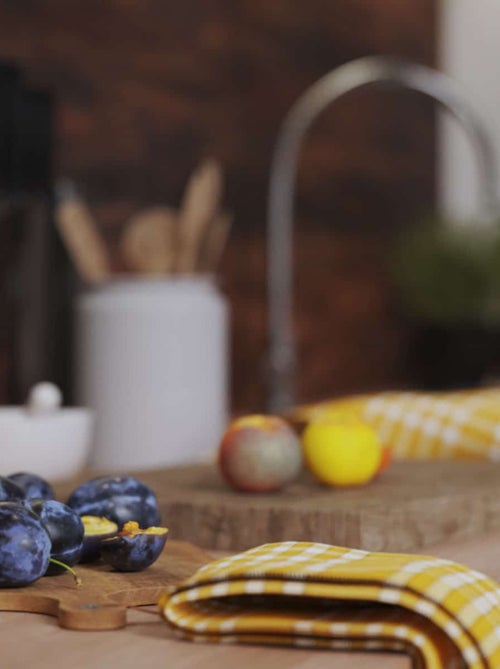 Lot de serviettes de table carreaux vichy normand jaune NELLY - Kiabi