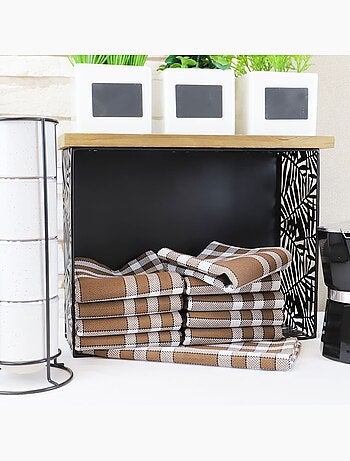 Lot de serviettes de table carreaux vichy normand marron NELLY