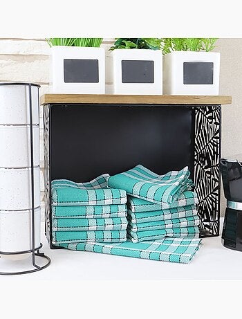 Lot de serviettes de table carreaux vichy normand vert NELLY