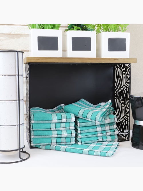 Lot de serviettes de table carreaux vichy normand vert NELLY - Kiabi