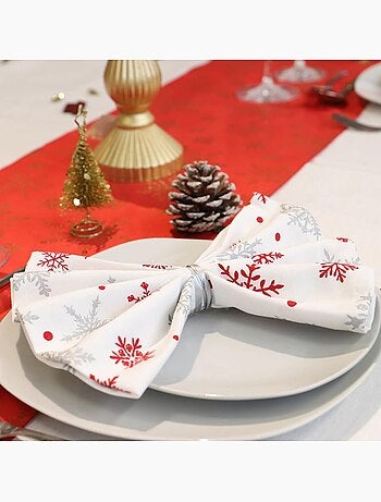 Lot de serviettes de table coton imprimés flocon