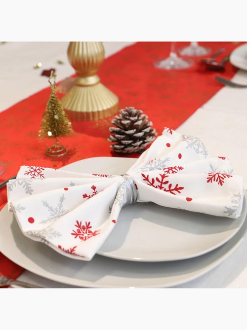 Lot de serviettes de table coton imprimés flocon - Kiabi
