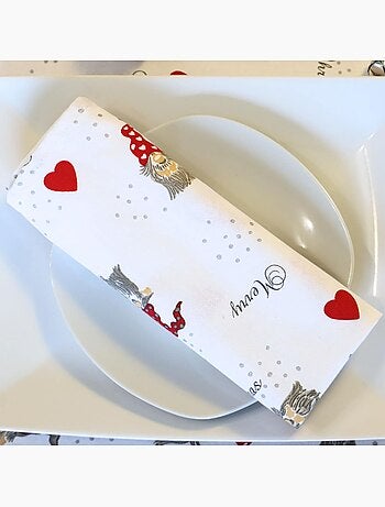 Lot de serviettes de table coton imprimés lutin