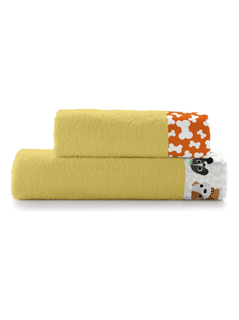 Lot de serviettes Dogs "Happyfriday" Moutarde - Kiabi