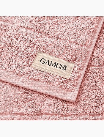 Lot de serviettes douche et toilette 100 % coton, 600 g/m², avec boucle - Gamusi
