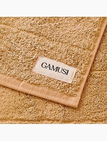 Lot de serviettes douche et toilette 100 % coton, 600 g/m², avec boucle - Gamusi