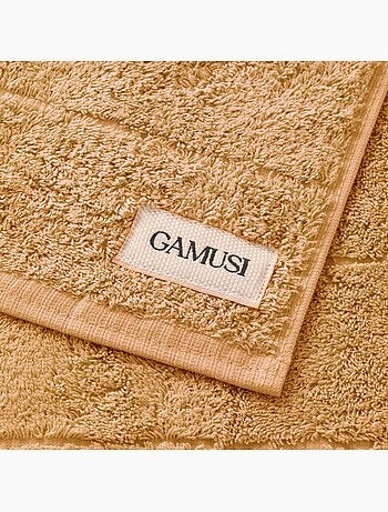 Lot de serviettes douche et toilette 100 % coton, 600 g/m², avec boucle - Gamusi
