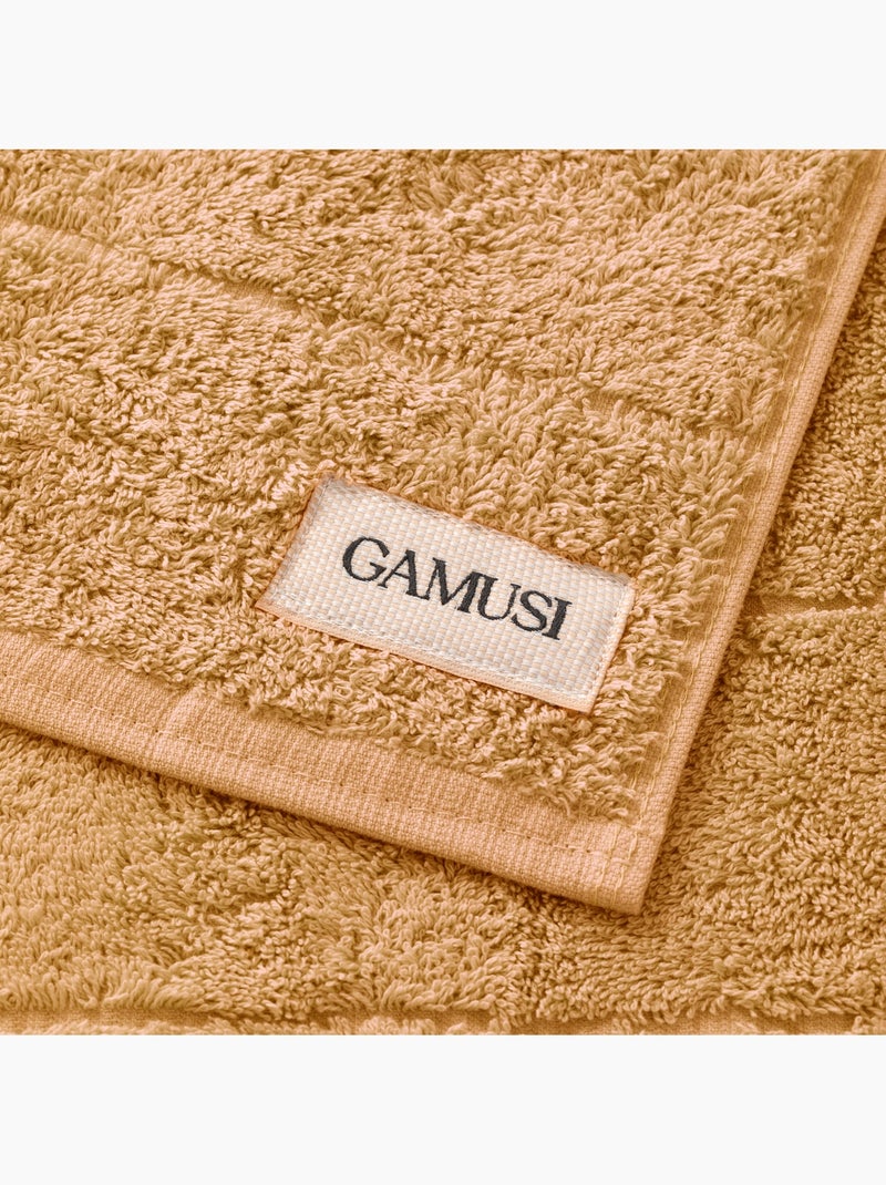 Lot de serviettes douche et toilette 100 % coton, 600 g/m², avec boucle - Gamusi Noir Jaune - Kiabi