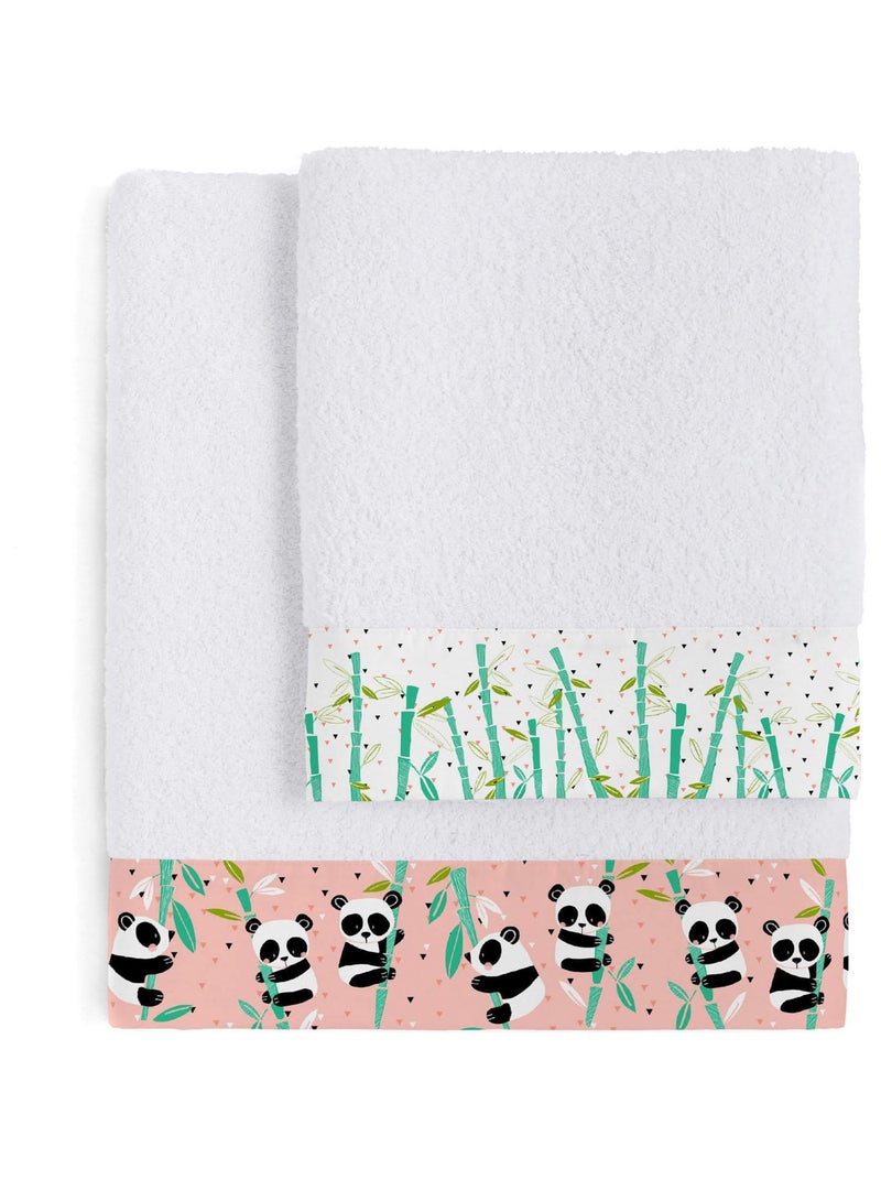Lot de serviettes Panda garden "Happyfriday" Rose - Kiabi