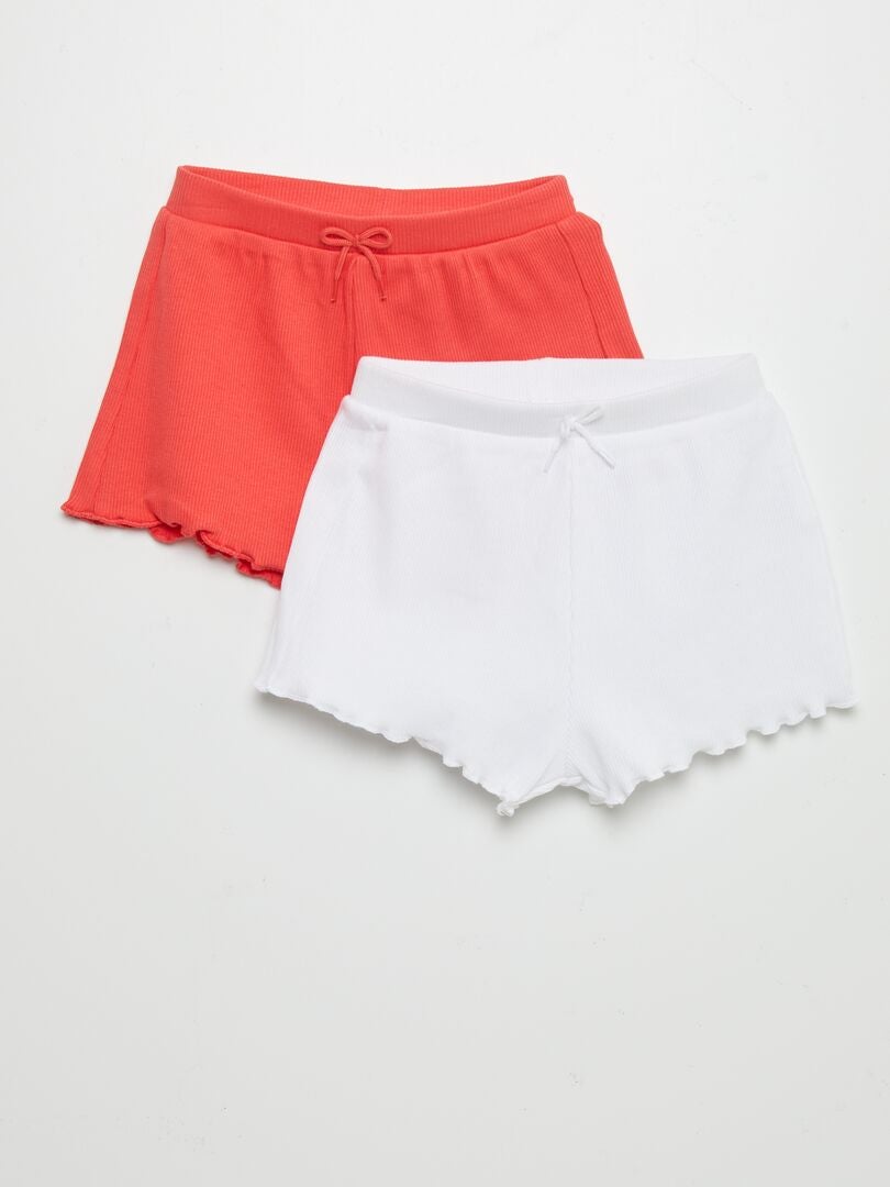 Lot de shorts côtelé - 2 pièces Rouge / blanc - Kiabi