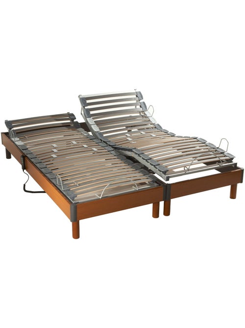 Lot de sommier relaxation bois merisier 5 plans avec lattes multiplis - Kiabi Lot de sommier relaxation bois merisier 5 plans avec lattes multiplis - Kiabi