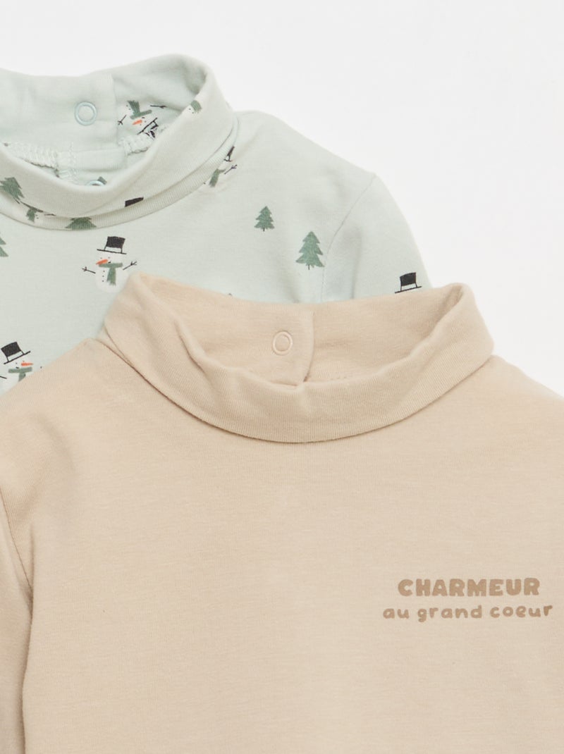 Lot de sous-pull à col montant - 2 pièces Beige - Kiabi