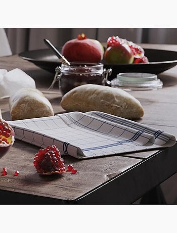 Lot de torchons essuies verres carreaux MATHILDE