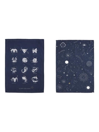 Lot de torchons imprimés en coton, Astrologie