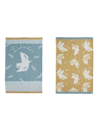 Lot de torchons imprimés en jacquard de coton, Envolées