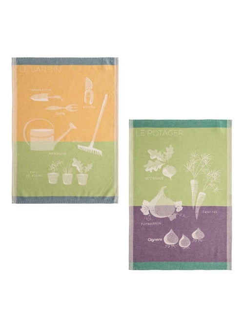 Lot de torchons imprimés en jacquard de coton, JARDINER - Kiabi