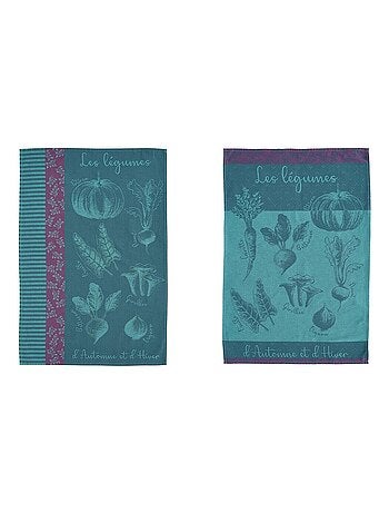 Lot de torchons imprimés en jacquard de coton, Potager d'automne et d'hiver