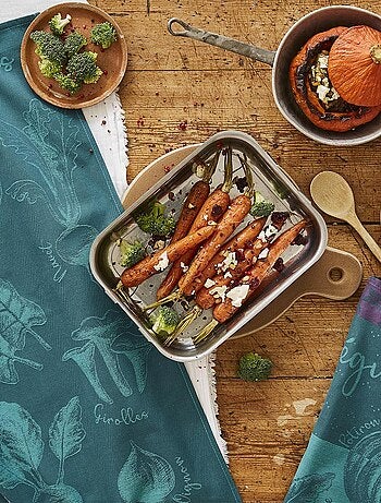 Lot de torchons imprimés en jacquard de coton, Potager d'automne et d'hiver