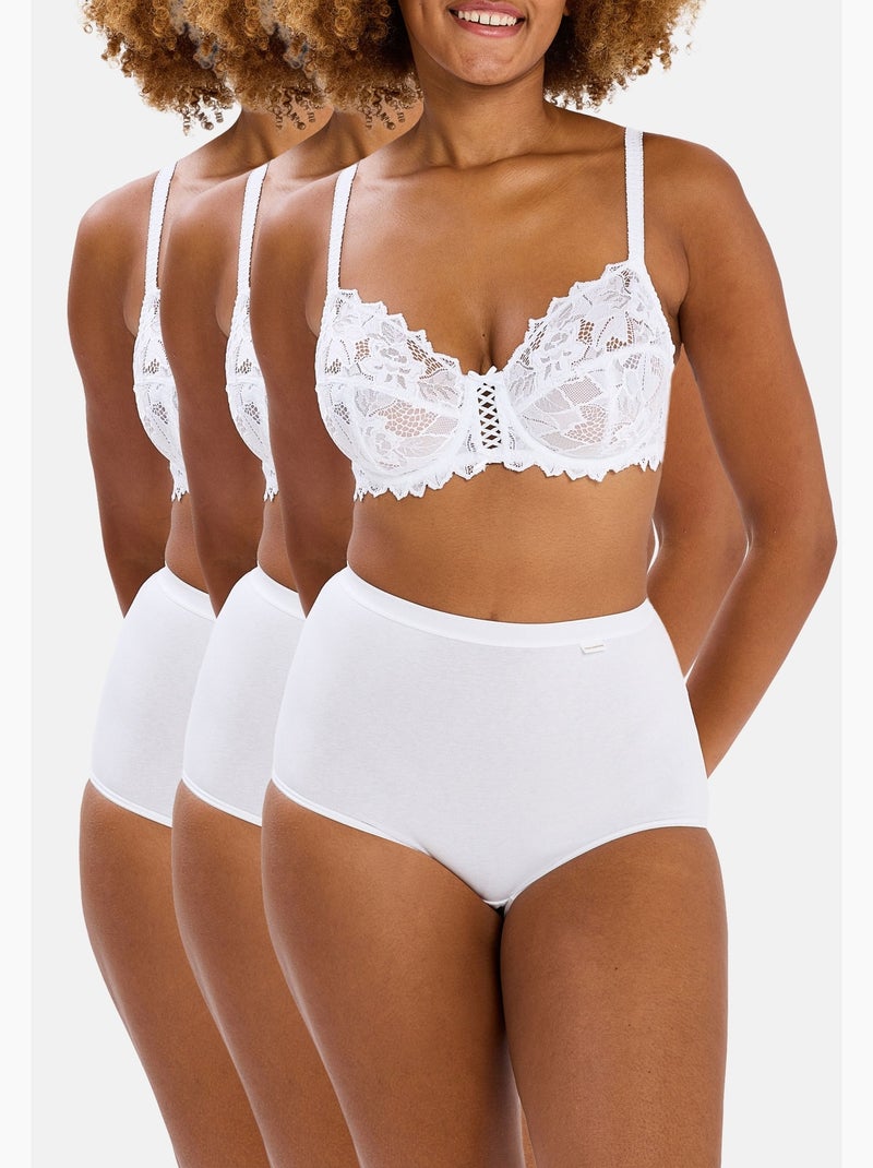 Lot de trois culottes simplement coton b sans complexe lingerie Blanc - Kiabi