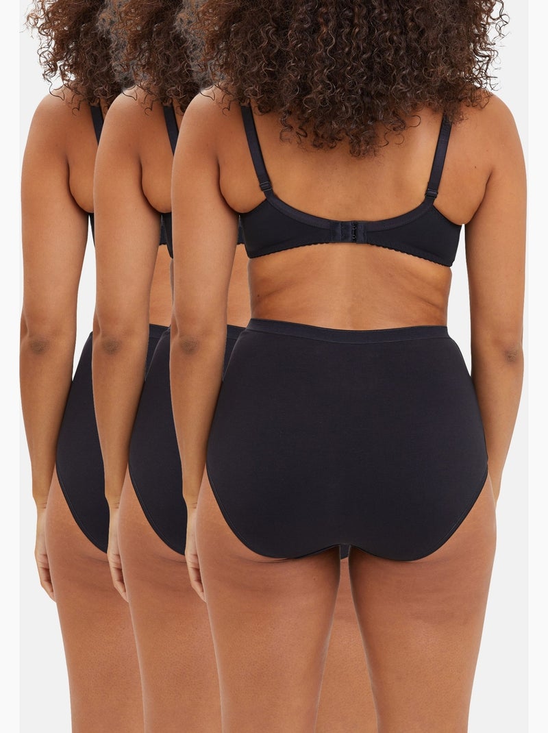 Lot de trois culottes simplement coton b sans complexe lingerie Noir - Kiabi
