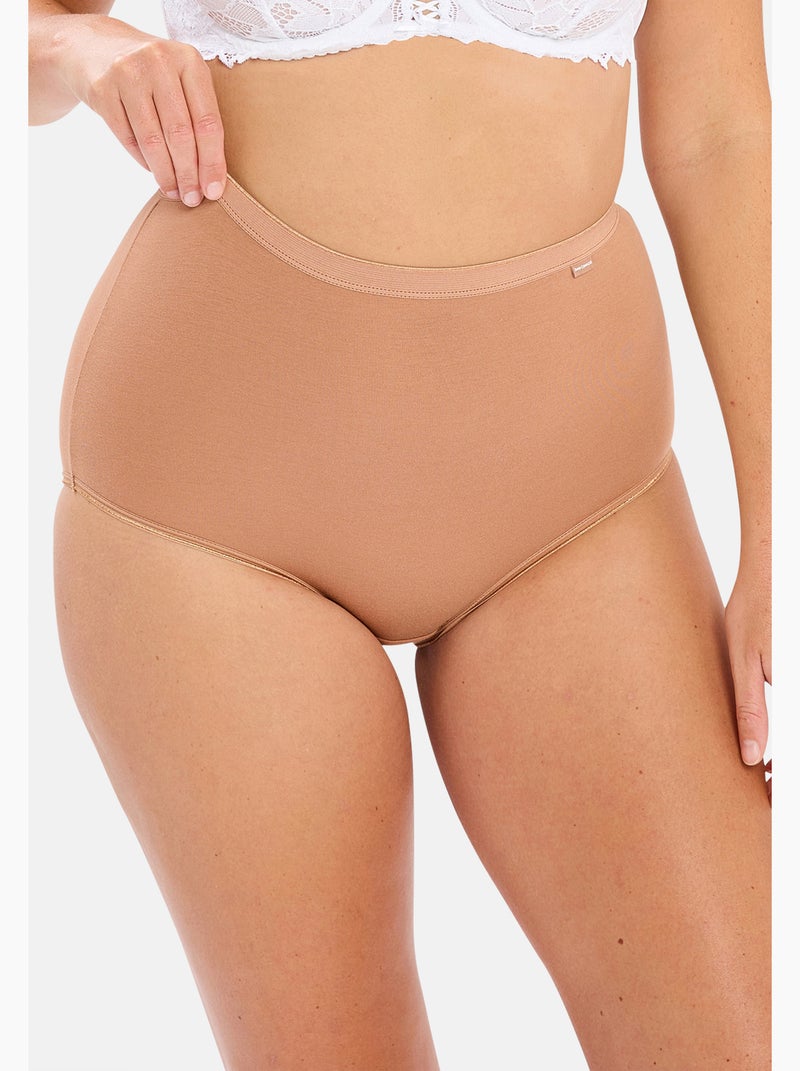 Lot de trois culottes Simplement Coton B Sans Complexe Marron - Kiabi