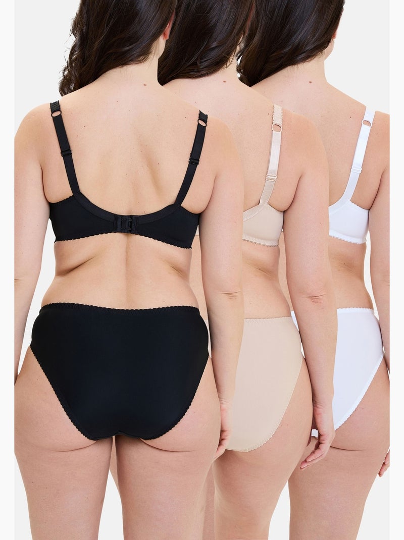 Lot de trois slips arum sans complexe lingerie Noir Beige Blanc - Kiabi