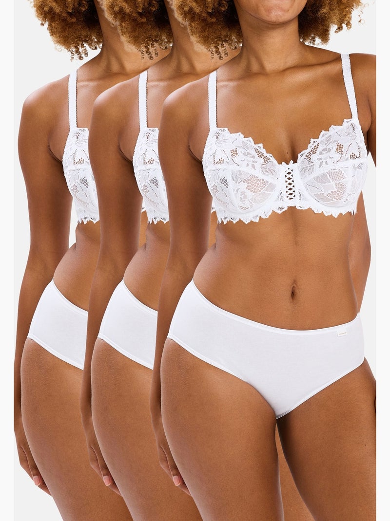 Lot de trois slips simplement coton b sans complexe lingerie Blanc - Kiabi