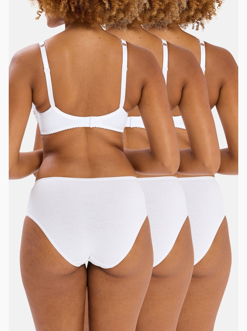 Lot de trois slips simplement coton b sans complexe lingerie Blanc - Kiabi