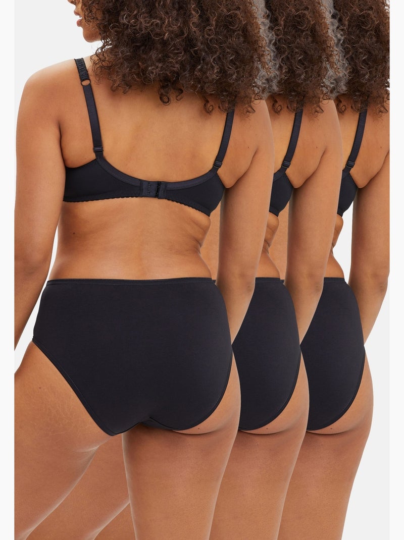 Lot de trois slips simplement coton b sans complexe lingerie Noir - Kiabi