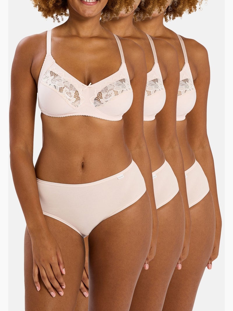 Lot de trois slips simplement coton b sans complexe lingerie Rose clair - Kiabi