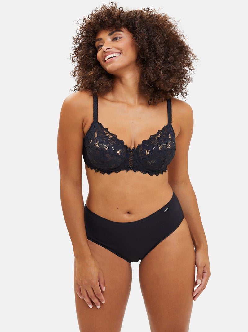 Lot de trois slips Simplement Coton B Sans Complexe Noir - Kiabi