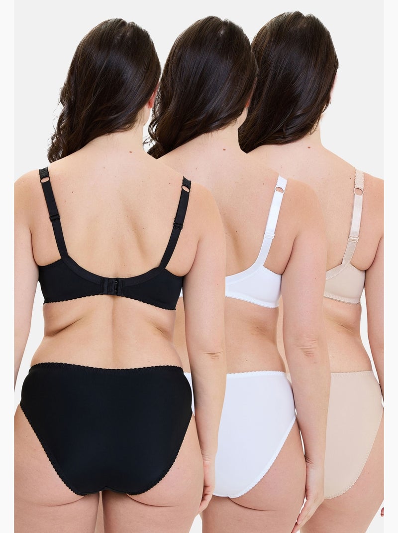 Lot de trois soutiens gorge arum sans complexe lingerie Noir Beige Blanc - Kiabi