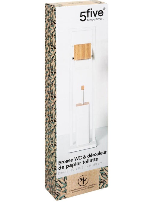 Lot dérouleur et brosse WC en bambou NATURÉO - Kiabi