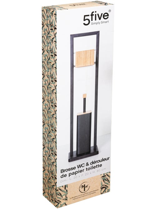 Lot dérouleur et brosse WC en bambou NATURÉO - Kiabi Lot dérouleur et brosse WC en bambou NATURÉO - Kiabi