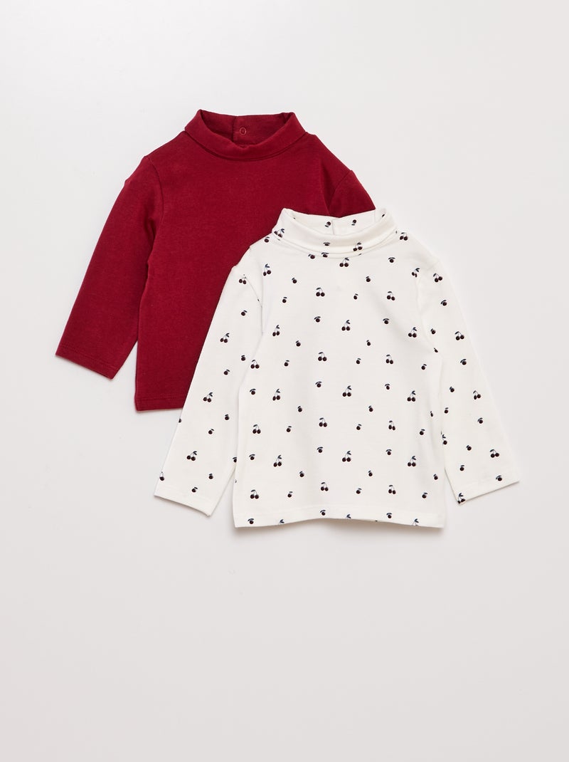 Lot des 2 sous-pulls en jersey Blanc/rouge - Kiabi