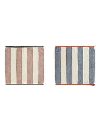 Lot d'essuies-mains en jacquard de coton, RIVAGE ROSE ORANGE