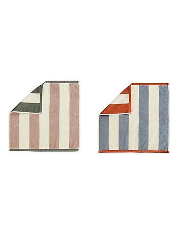 Lot d'essuies-mains en jacquard de coton, RIVAGE ROSE ORANGE