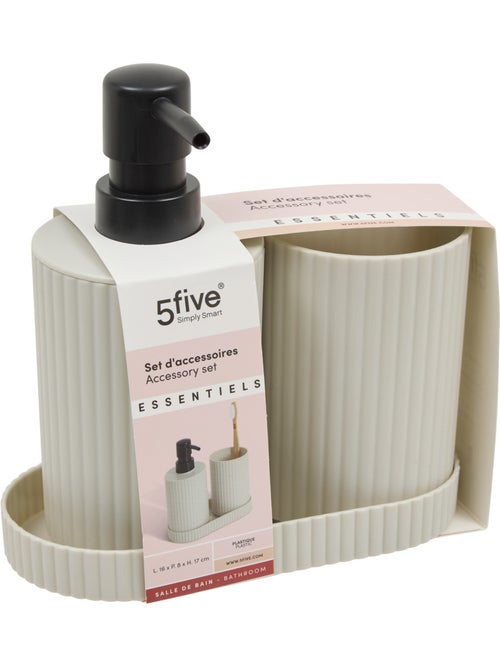 Lot distributeur de savon et gobelet strié ECO - Kiabi