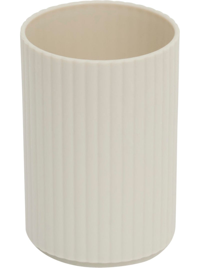 Lot distributeur de savon et gobelet strié ECO Beige - Kiabi