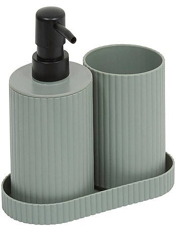 Lot distributeur de savon et gobelet strié ECO