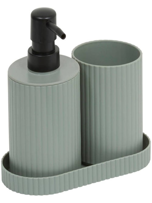 Lot distributeur de savon et gobelet strié ECO - Kiabi