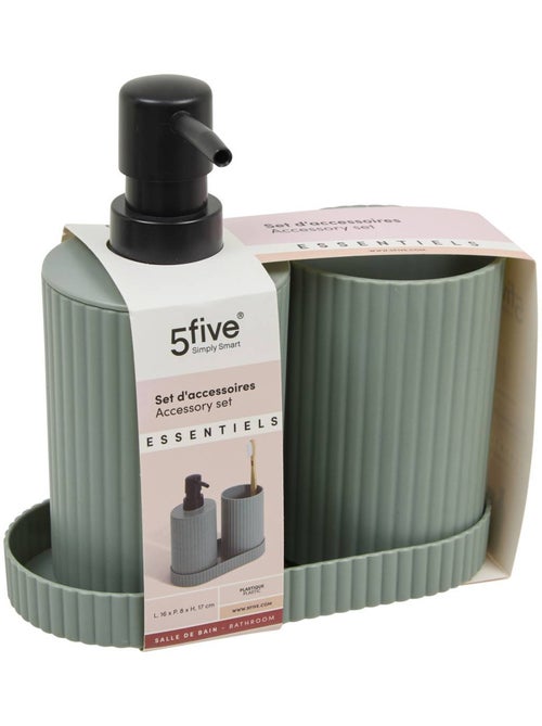 Lot distributeur de savon et gobelet strié ECO - Kiabi