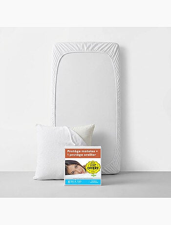 Lot Protège-Matelas + 1 Protège-Oreiller - Bouclette Éponge Coton Absorbante