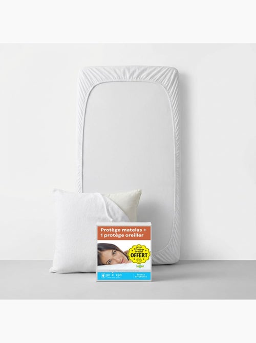 Lot Protège-Matelas + 1 Protège-Oreiller - Bouclette Éponge Coton Absorbante - Kiabi Lot Protège-Matelas + 1 Protège-Oreiller - Bouclette Éponge Coton Absorbante - Kiabi