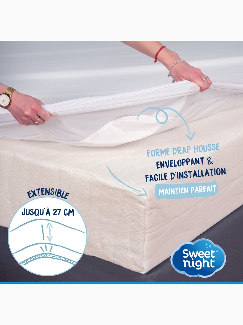 Lot Protège-Matelas + 1 Protège-Oreiller - Bouclette Éponge Coton Absorbante Blanc - Kiabi